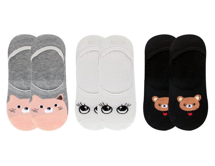 Women's invisible socks with animal design ZJS-33202 3 pairs