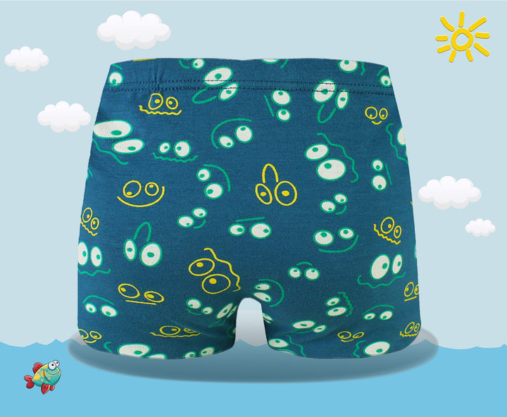Boys' classic soft flexible everyday boxer shorts with smiley face XQ5148 4 pieces per pack