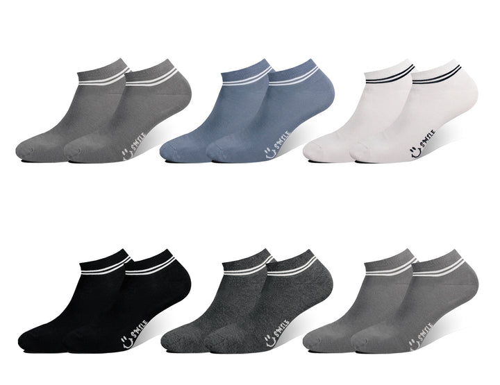 Men's bamboo SMILE everyday elastic ankle socks MX5231 6 pairs