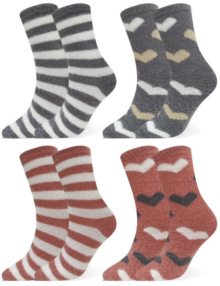 Women's furry thermal socks H5806 4 pairs