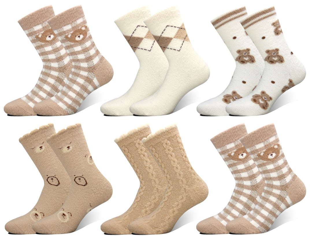 ALPACA Women's fluffy everyday light wool winter thermal socks Teddy Bear MX603 4 pairs