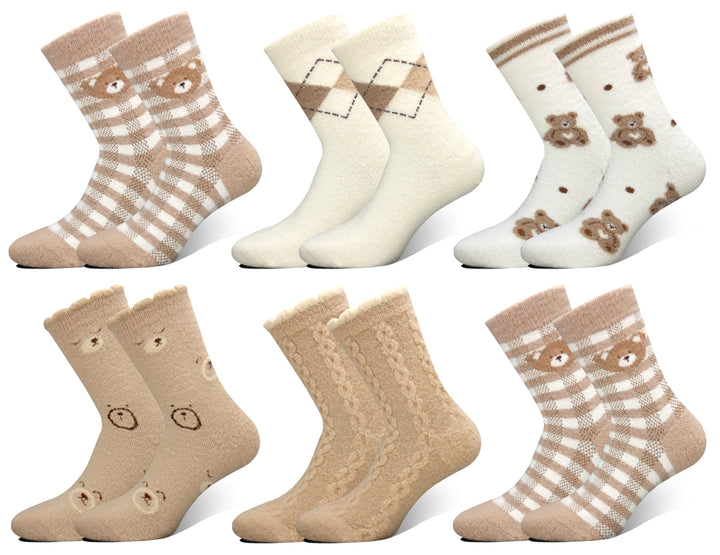 ALPACA Women's fluffy everyday light wool winter thermal socks Teddy Bear MX603 4 pairs