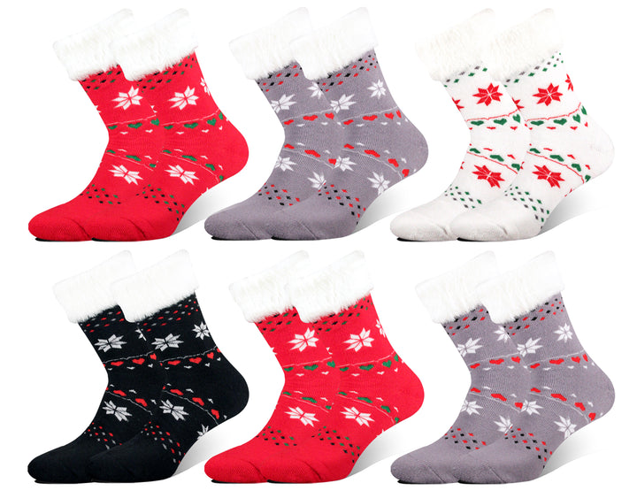 Women's thermal fur trim soft comfortable winter design socks FK8203 3 pairs per pack