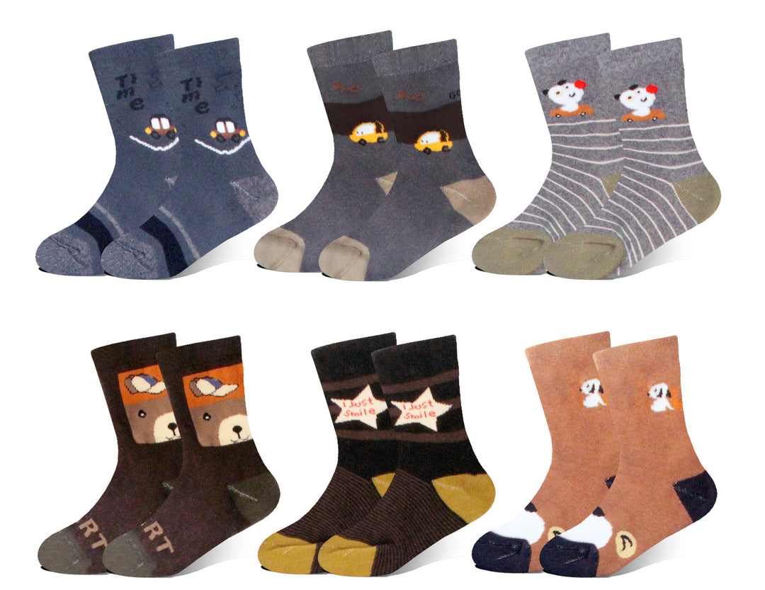 Children's cotton comfortable breathable cool everyday thermal socks QM506 6 pairs