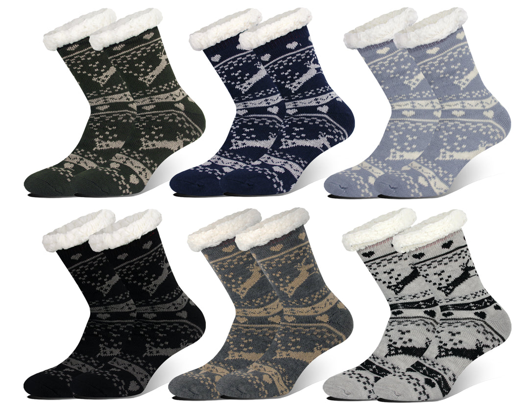 Men's thermal furry wool warm everyday soft Christmas socks MC118 2 pairs