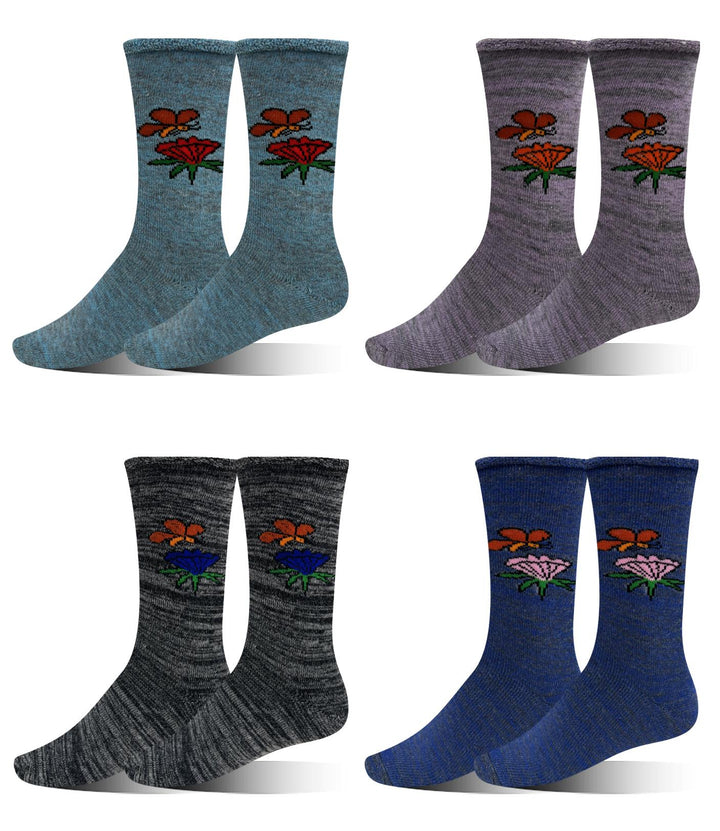 Women's thermal socks BUTTERFLY AND FLOWER SSW048 4 pairs