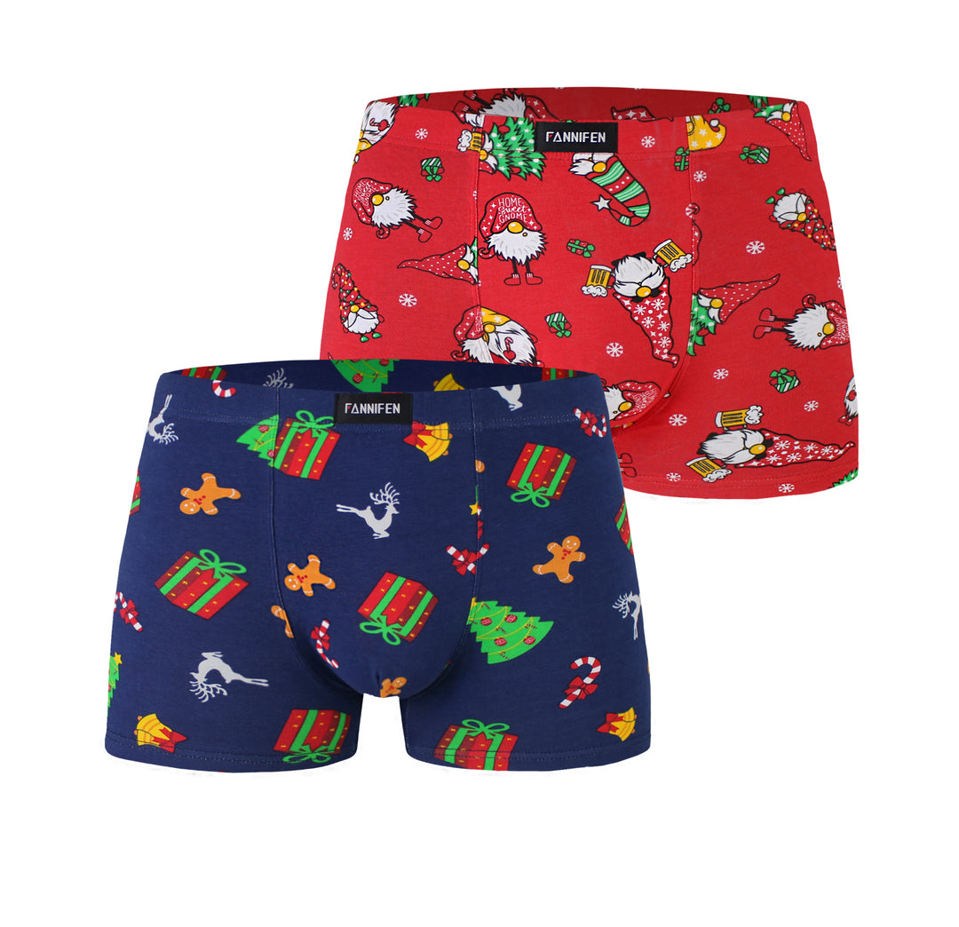 Men's Cotton Classic Soft Breathable Stretchy Christmas boxer shorts G5169 2pcs