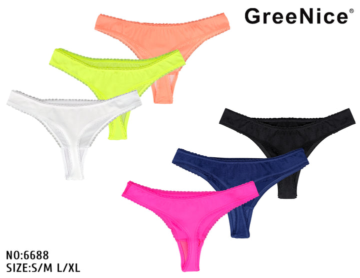 Women's seamless thongs GREE-6688 - 3 pieces per pack