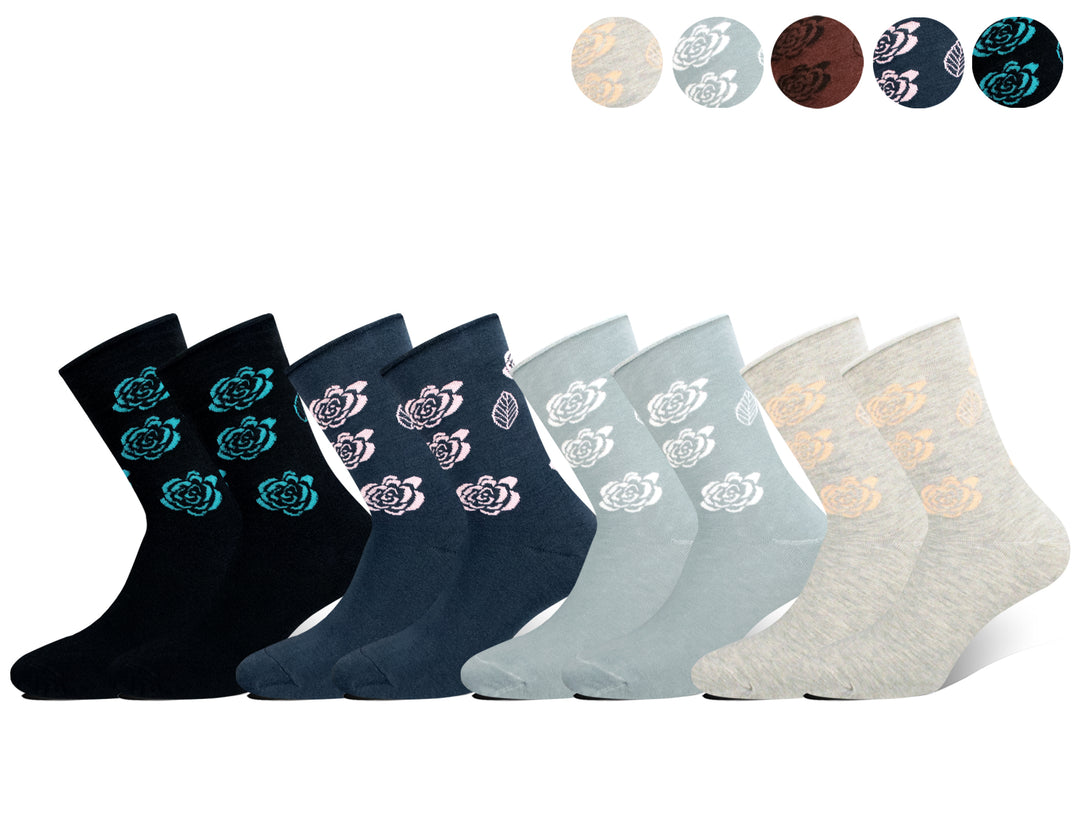 Women's cotton crew socks ROSE LW3056 6 pairs