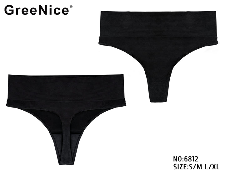 Seamless black thongs GREE-6812 - 3 pieces per pack
