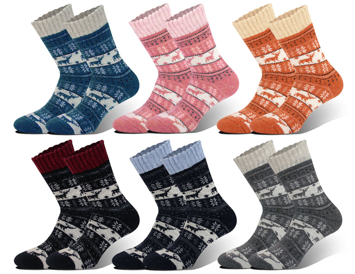 Women's wool thermal warm crew winter socks DW03 3 pairs
