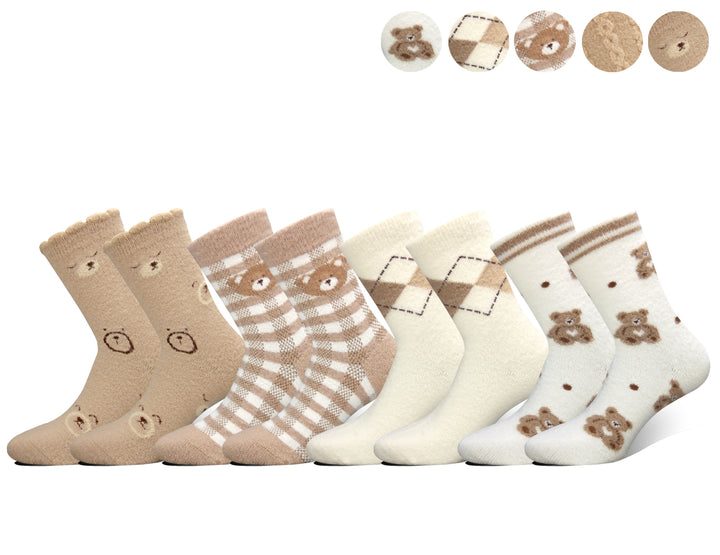 ALPACA Women's fluffy everyday light wool winter thermal socks Teddy Bear MX603 4 pairs