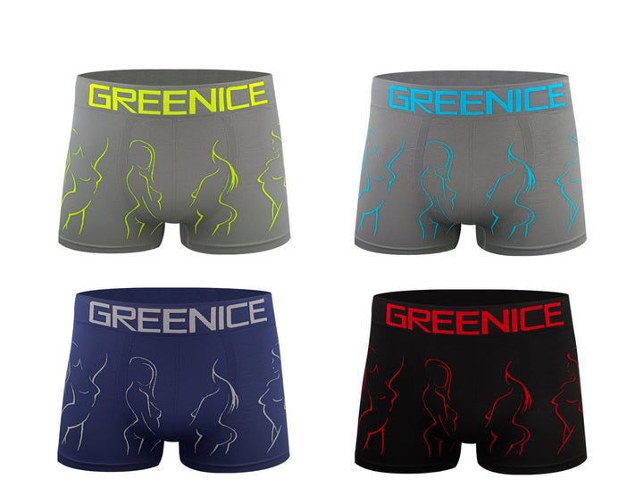 Men's seamless breathable daily boxers GREE-4935 4 pieces in a pack
