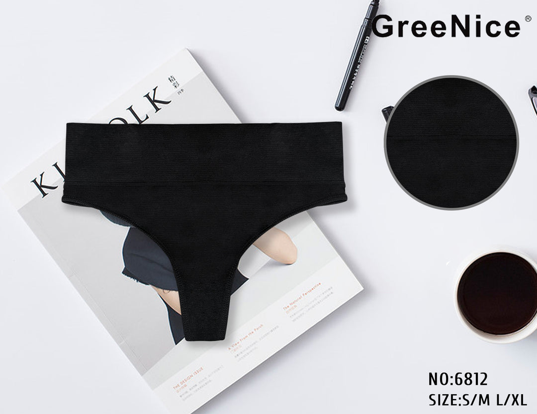 Seamless black thongs GREE-6812 - 3 pieces per pack