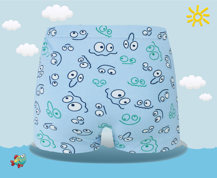 Boys' classic soft flexible everyday boxer shorts with smiley face XQ5148 4 pieces per pack