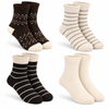 Women’s Casual Crew Socks with Classic Stripes & Natural Colors HY403 - 4 pairs
