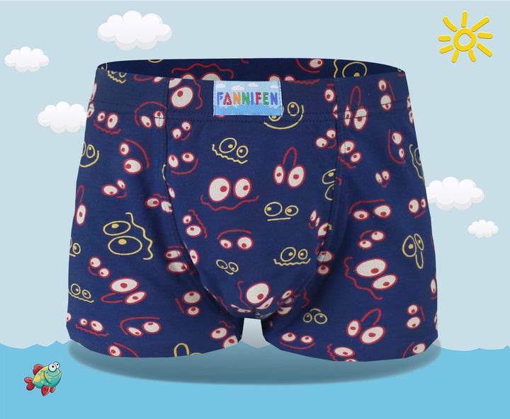 Boys' classic soft flexible everyday boxer shorts with smiley face XQ5148 4 pieces per pack