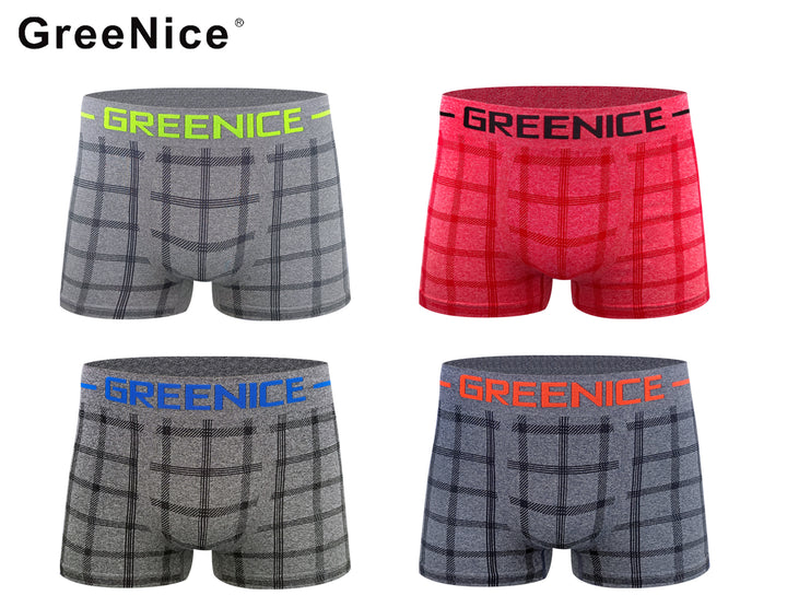 Men's seamless classic soft flexible breathable boxer shorts GREE-4593 4 pieces per pack