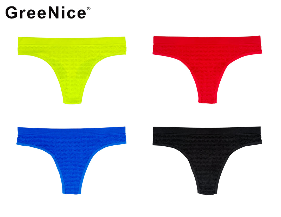 Seamless single-color comfortable soft thongs GREE-6736 - 3 pieces per pack