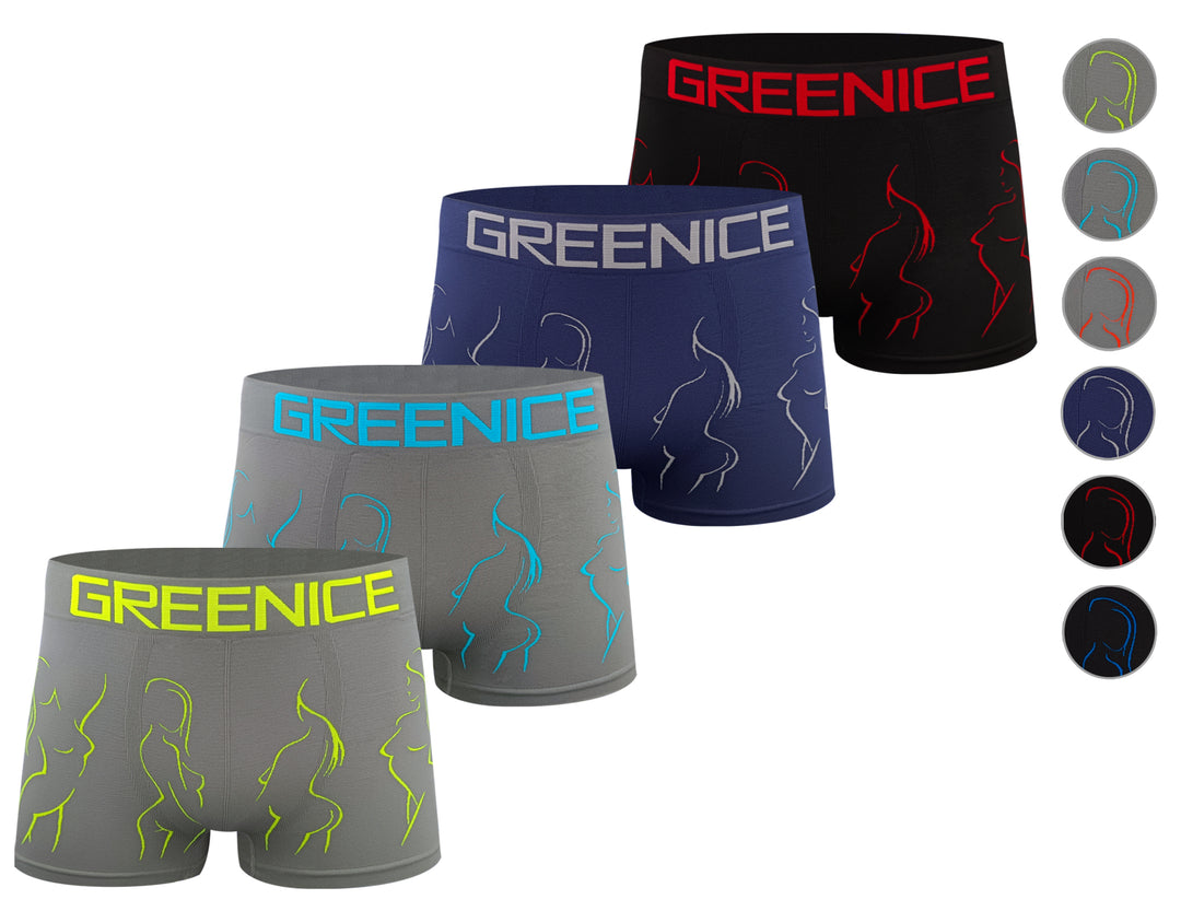 Men's seamless breathable daily boxers GREE-4935 4 pieces in a pack