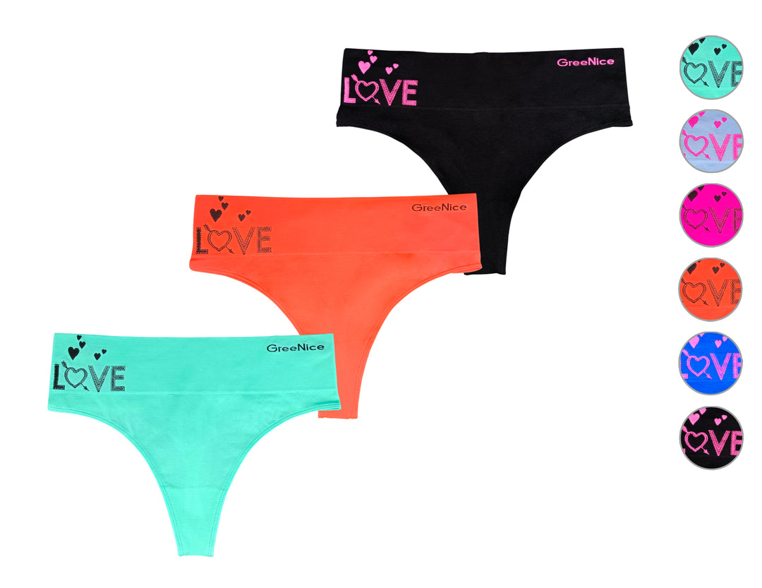 Seamless thongs GREE-6805 - 3 pieces per pack