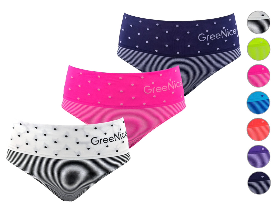 Seamless high-waisted elastic waistband comfortable sport panties GREE-3850 - 3 pieces per pack