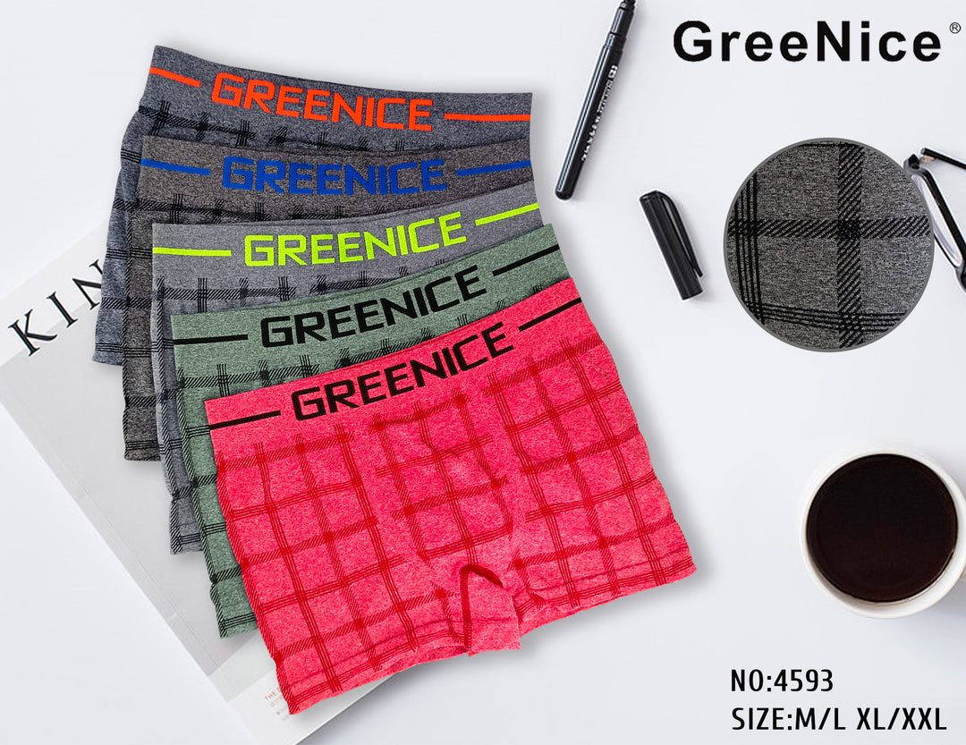 Men's seamless classic soft flexible breathable boxer shorts GREE-4593 4 pieces per pack