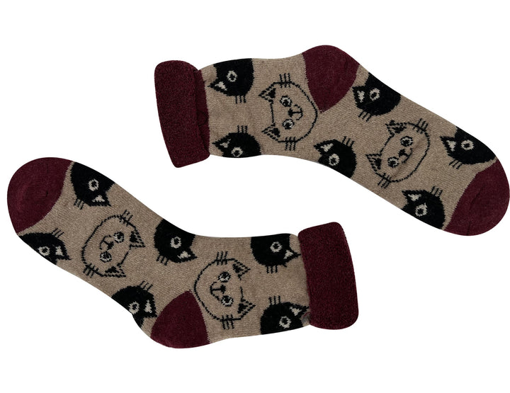 Women's woolen thermal socks Cats YZ30 4 pairs