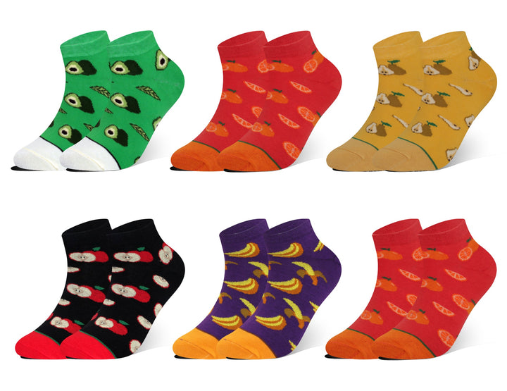 Women's ankle socks with fruit design CW426 6 pairs