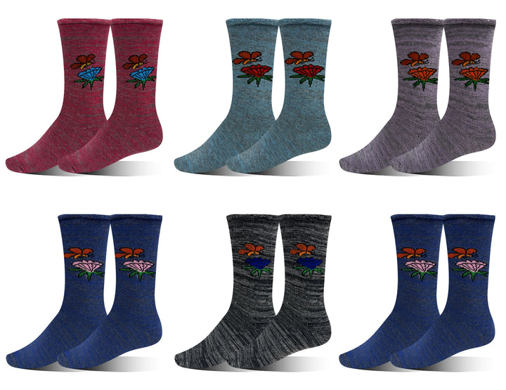 Women's thermal socks BUTTERFLY AND FLOWER SSW048 4 pairs