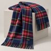 Men’s Navy and Red Check Scarf with Fringed Ends MS04