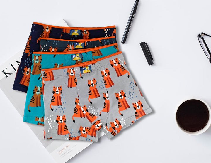 Teen cotton classic flexible breathable boxers TIGER ZQ5002 4pcs in a pack