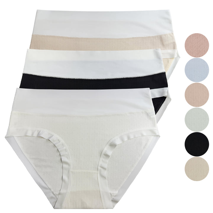Women's light smooth cotton daily two-tone panties CZ8059 - 3 pieces in a pack