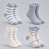 Women’s Soft Cozy Socks with Cute Floral & Stripe Design LY12- 4 pairs