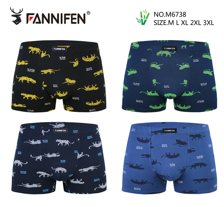 Men's bamboo boxer shorts LEOPARD M6738 4 pieces per pack