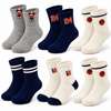 Kids’ Crew Socks With Playful Patterns & Classic Stripes MT5004 - 6 pairs