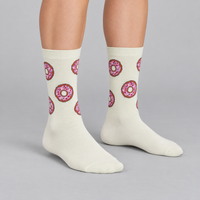 NY05 women's snack pattern crew socks worn