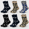 Men’s Cotton Blend Crew Socks with Leaf Patterns NY105-6 Pairs