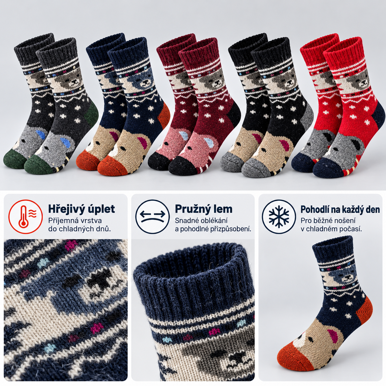 QW04 children's thermal teddy bear socks details