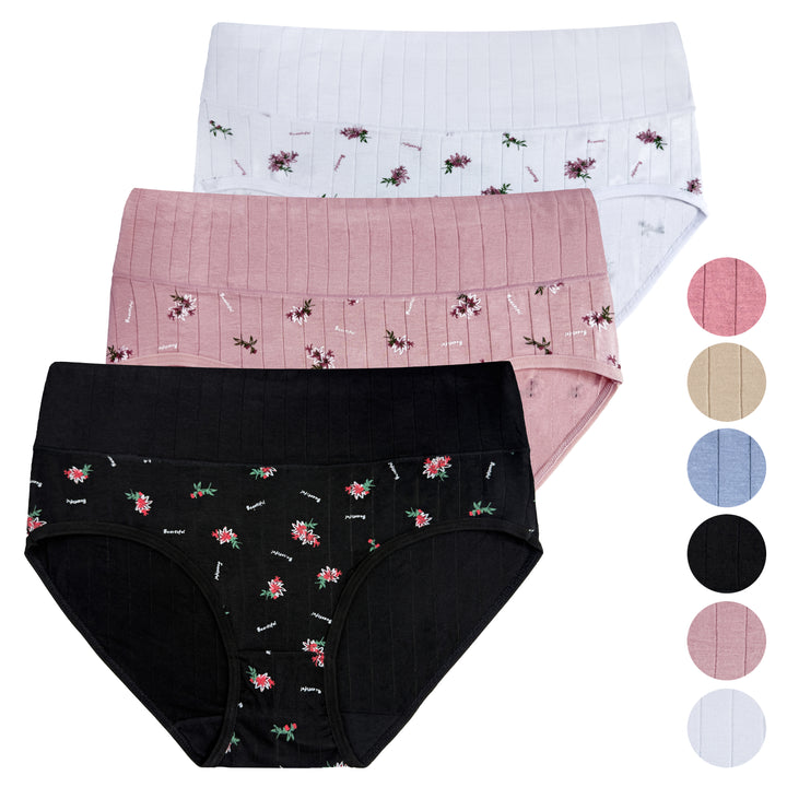 Women's high-waisted breathable everyday full cover panties RM0056 - 3 pieces per pack