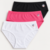 Women's Cotton Stretch Briefs with Heart Lace Waistband and Strawberry Appliqué YW4241 – 3 Pieces