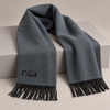 Men’s Grey-Blue Textured Scarf with Fringed Ends MS01